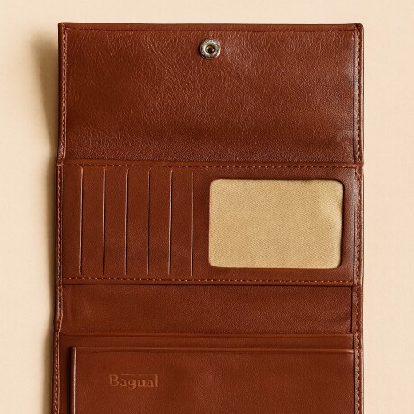 billetera dama 100% cuero Guarda pampa marrón