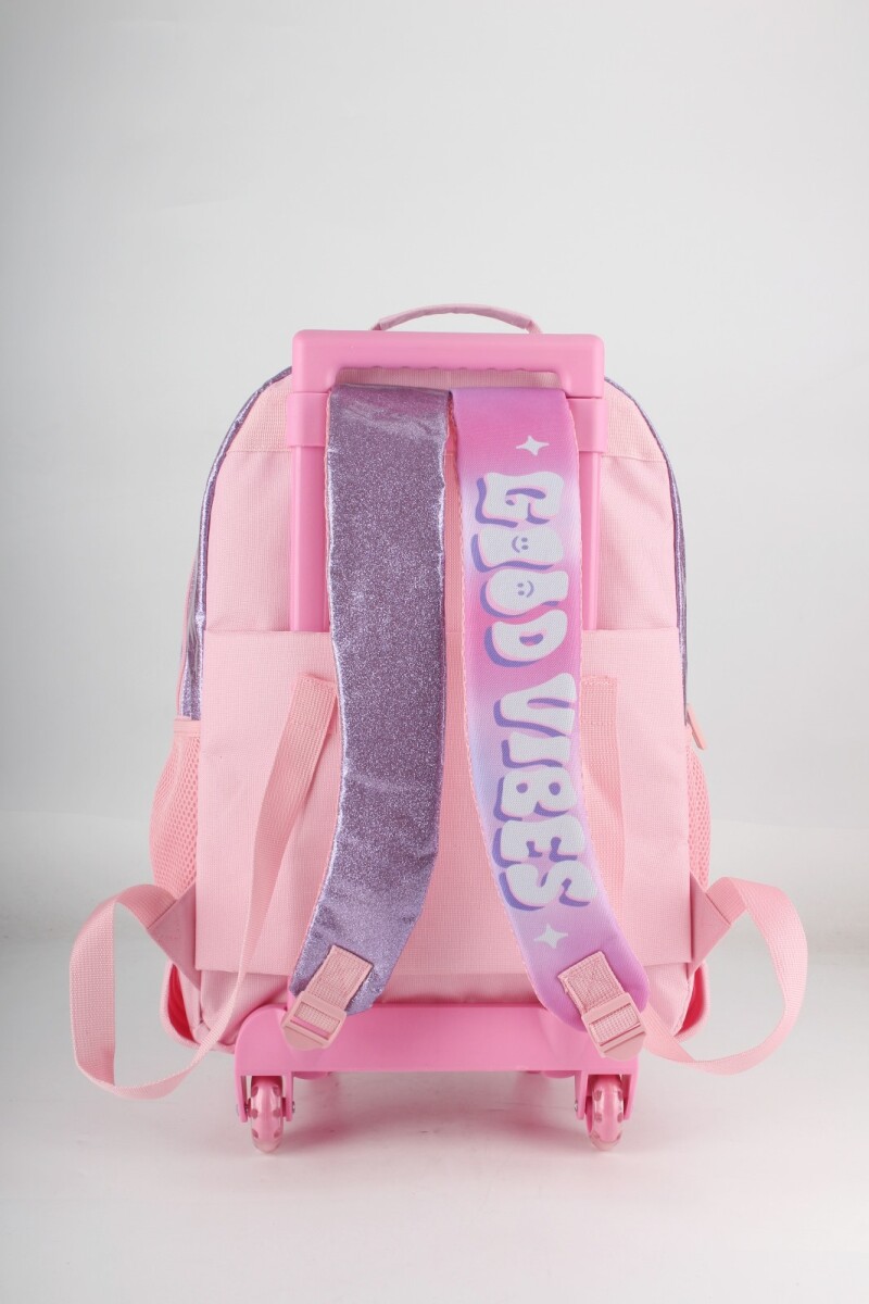 Mochila escolar con ruedas Good Vibes Rosa