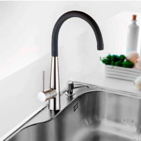 Griferia De Cocina Pico Alto Aqualia Monocomando Negro 000