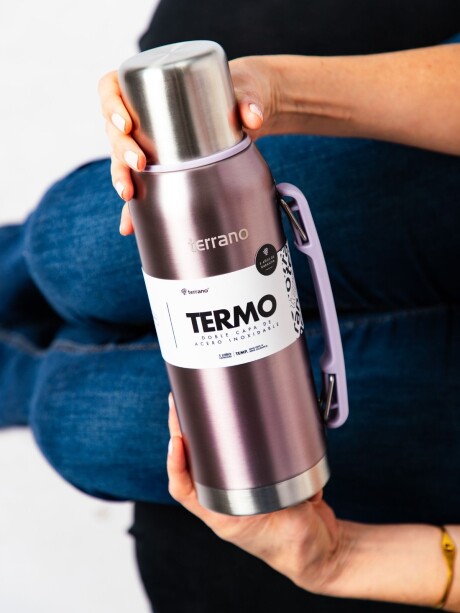 Termo Premium 1Lt. con Manija. Lila Metalizado