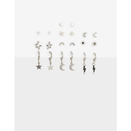 Aros Sets Metal Plateado Rodio