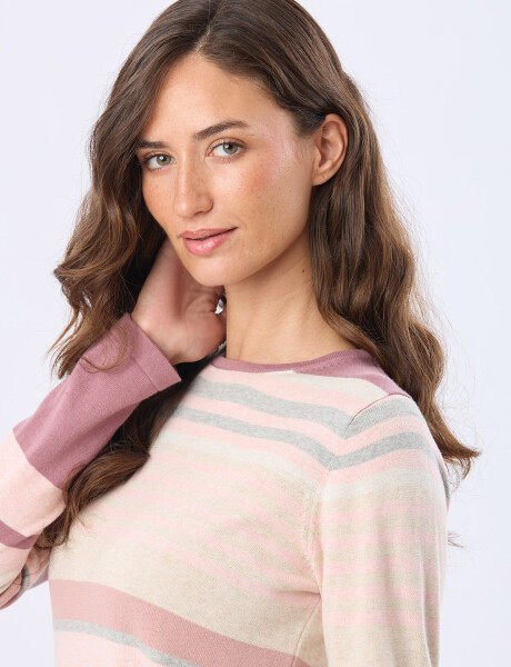 BUZO TEJIDO RAYADO Rosado