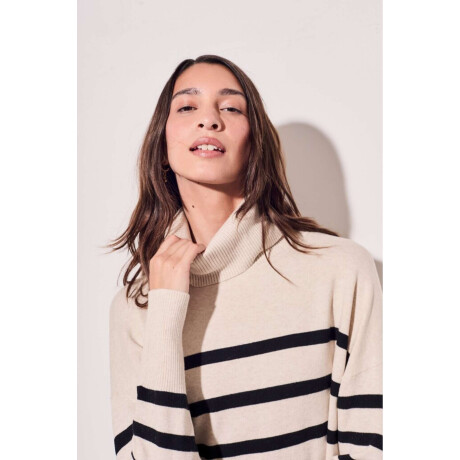 Polera Rayada Beige Melange