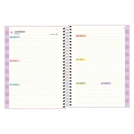 Agenda Tilibra 2026 Happy Semanal Rosada