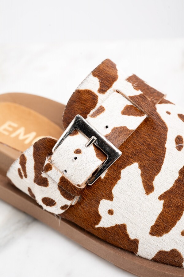 Zueco Animal Print Vaca Marrón