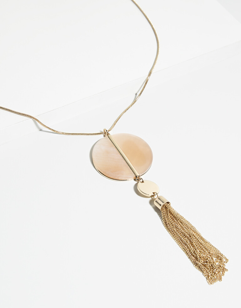 Collares Largos Collar Con Dije Ovalado - Dorado