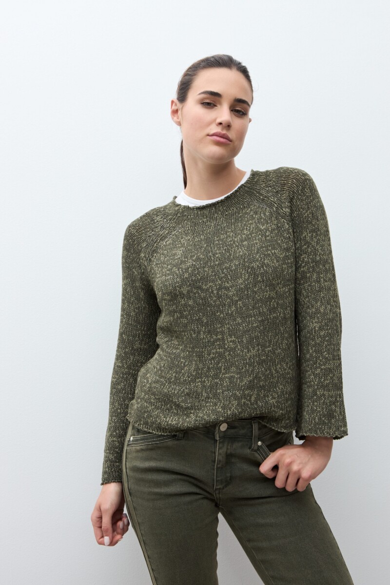 Sweater cinta escote bote verde oliva