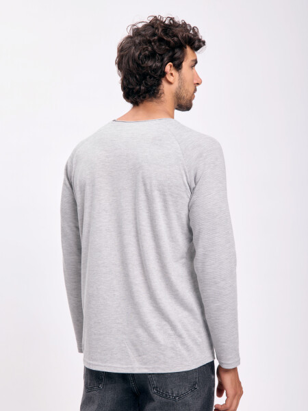 Remera manga larga cuello a la base Gris Melange
