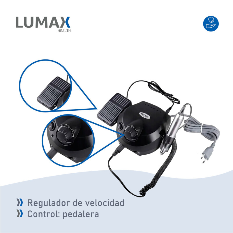 Torno Uñas Lumax 30000rpm Profesional Con Pedalera Negro
