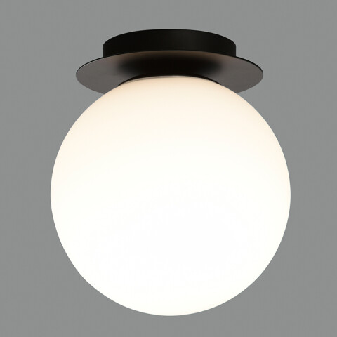 Lámpara de techo negro con globo opal E27 Ø180mm BA0152