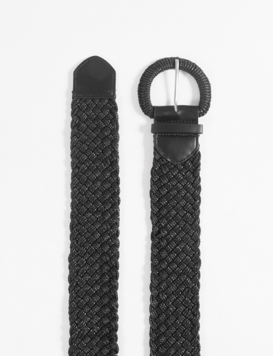 Cinturón elástico tipo rafia - negro 