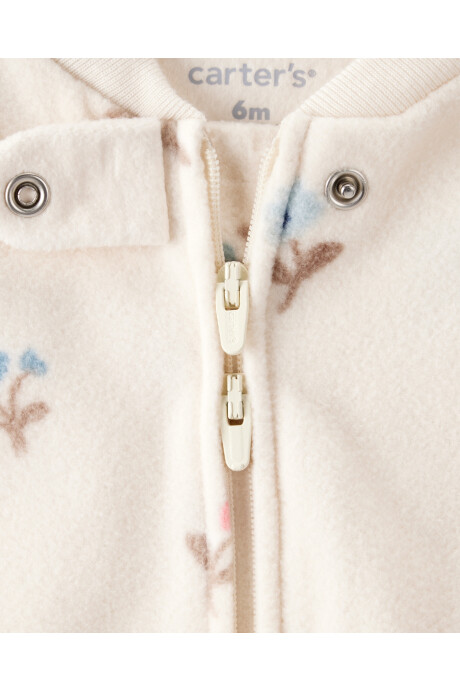 Pijama una pieza de micropolar, con pie, diseño floral Pijama una pieza de micropolar, con pie, diseño floral