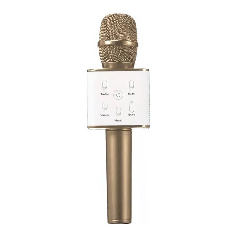 Micrófono Karaoke bluetooth inalámbrico parlante USB Dorado