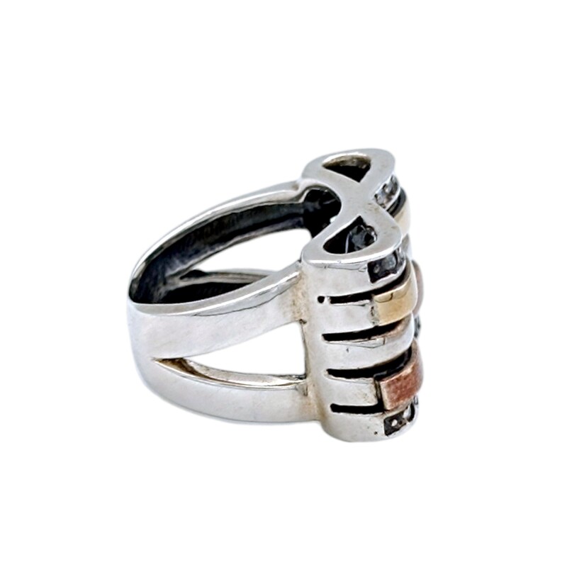 Anillo Moño-Plata y Oro-Piedra Zirconia-AN5076 conpiedra