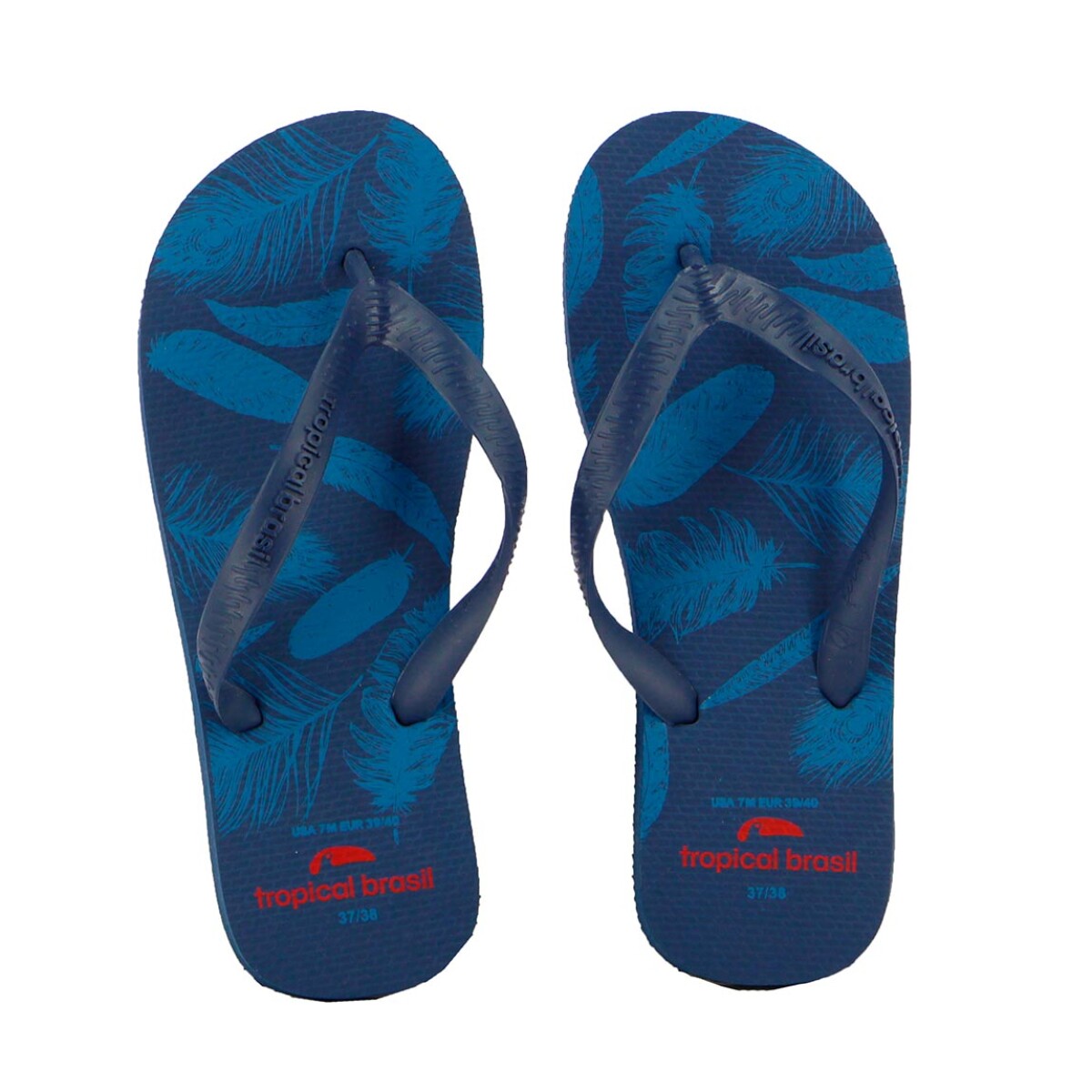 Chanclas Tropical Brasil Ojota Estampado De Unisex - Marino Claro - Marino Claro 