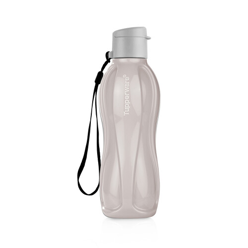 BOTELLA ECO TWIST TUPPERWARE CON PICO Y CORREA 500 ML PLATEADA