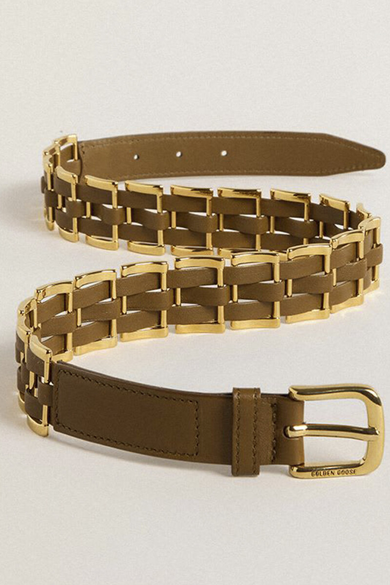 METALLIC WEAVE BELT Kaki