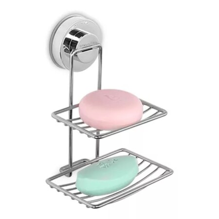 JABONERA DE BAÑO DOBLE PLATEADO