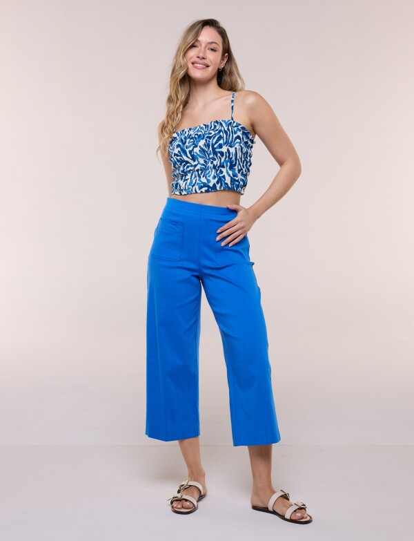 Top Crop Elastizado Estampado AZUL/MULTI