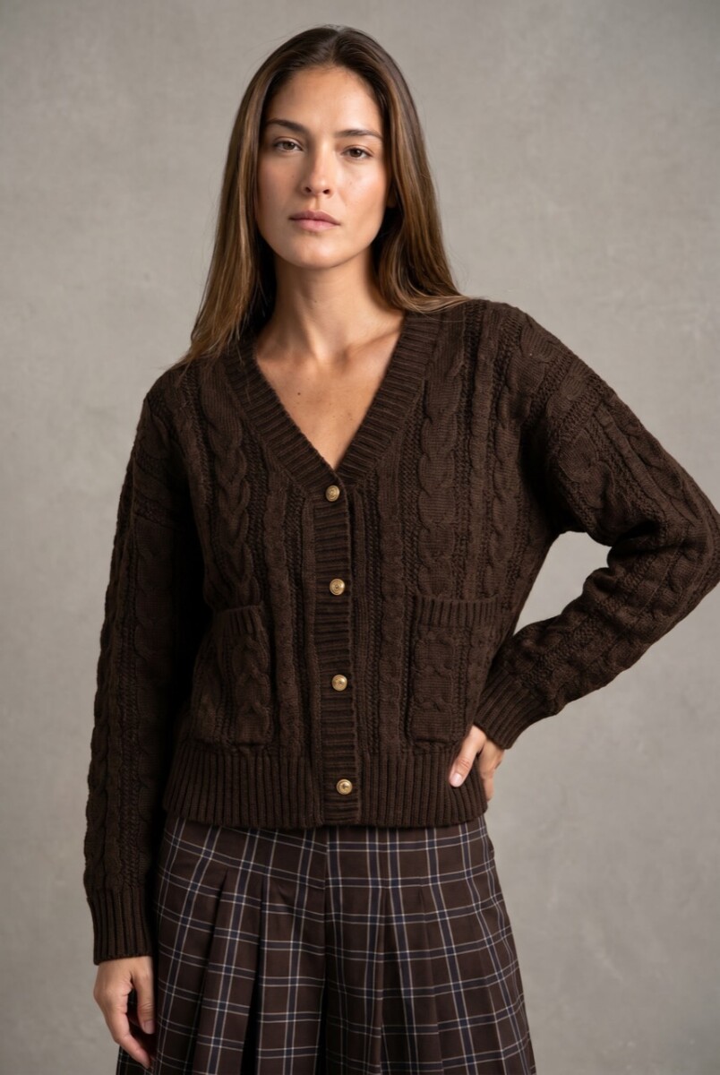 Cardigan Texturado Lana - Chocolate 