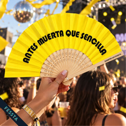 Abanico "Antes muerta que sencilla" Amarillo