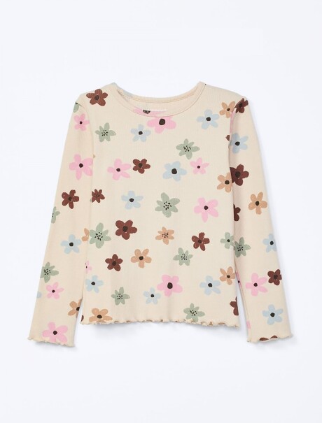 BLUSA INFANTIL MANGA LARGA ESTAMPADA BEIGE