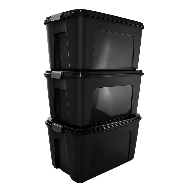 Set x3 Caja organizadora 80 lts Alta NEGRO