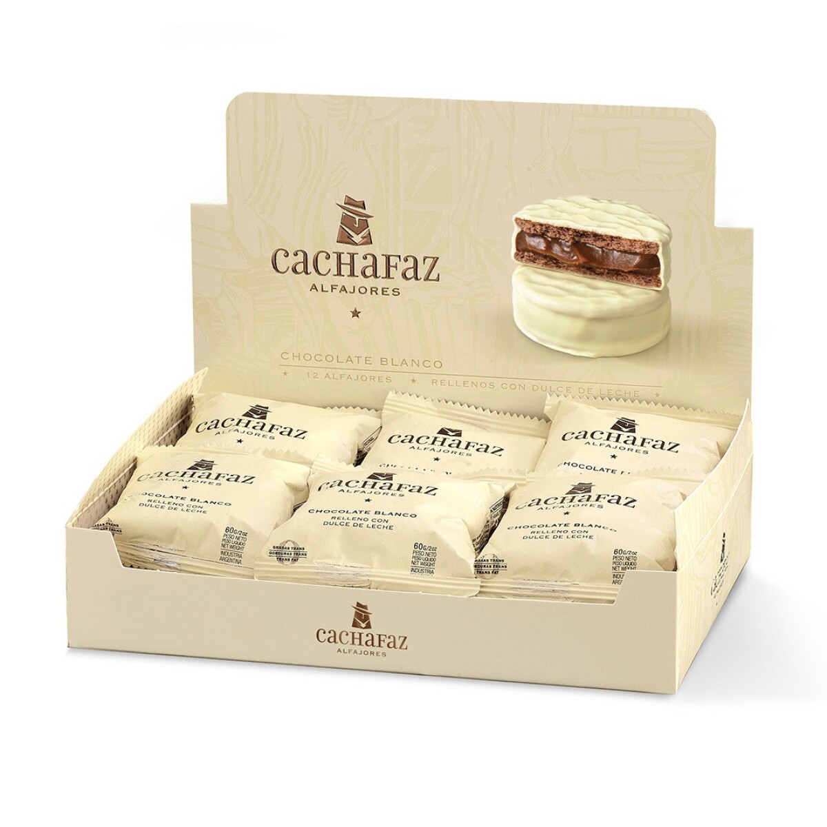 Caja X 12 Alfajores Cachafaz Chocolate - BLANCO 