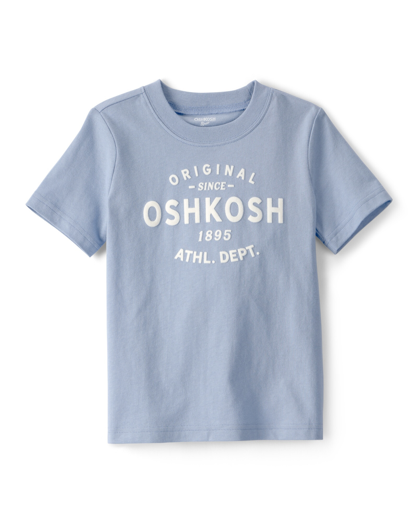 Remera de algodón, manga corta, azul con logo Sin color