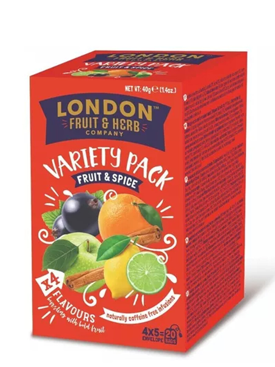 Té London Fruit & Herbal – Variedad de Frutas y Especias. 20 unidades 