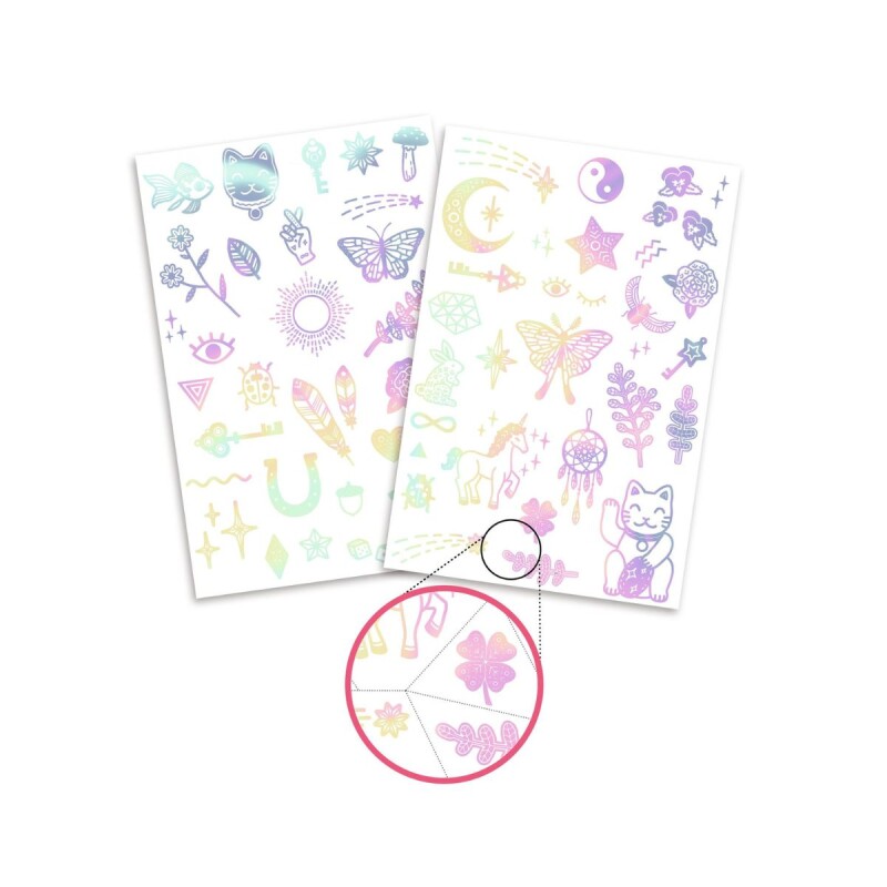Set x50 Tatuajes removibles para niños Amuletos de la suerte
