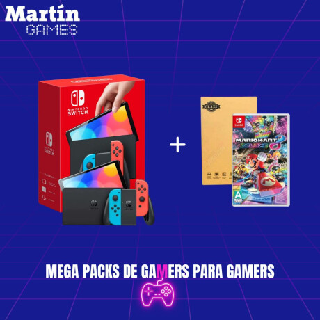 NINTENDO SWITCH OLED 0KM + MARIO KART 8 + VIDRIO TEMPLADO NINTENDO SWITCH OLED 0KM + MARIO KART 8 + VIDRIO TEMPLADO