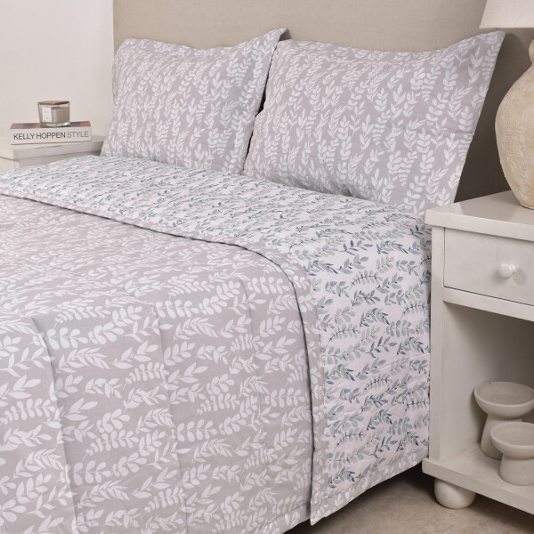 Edredón Amelia Hoja Azul Beige King - Super King