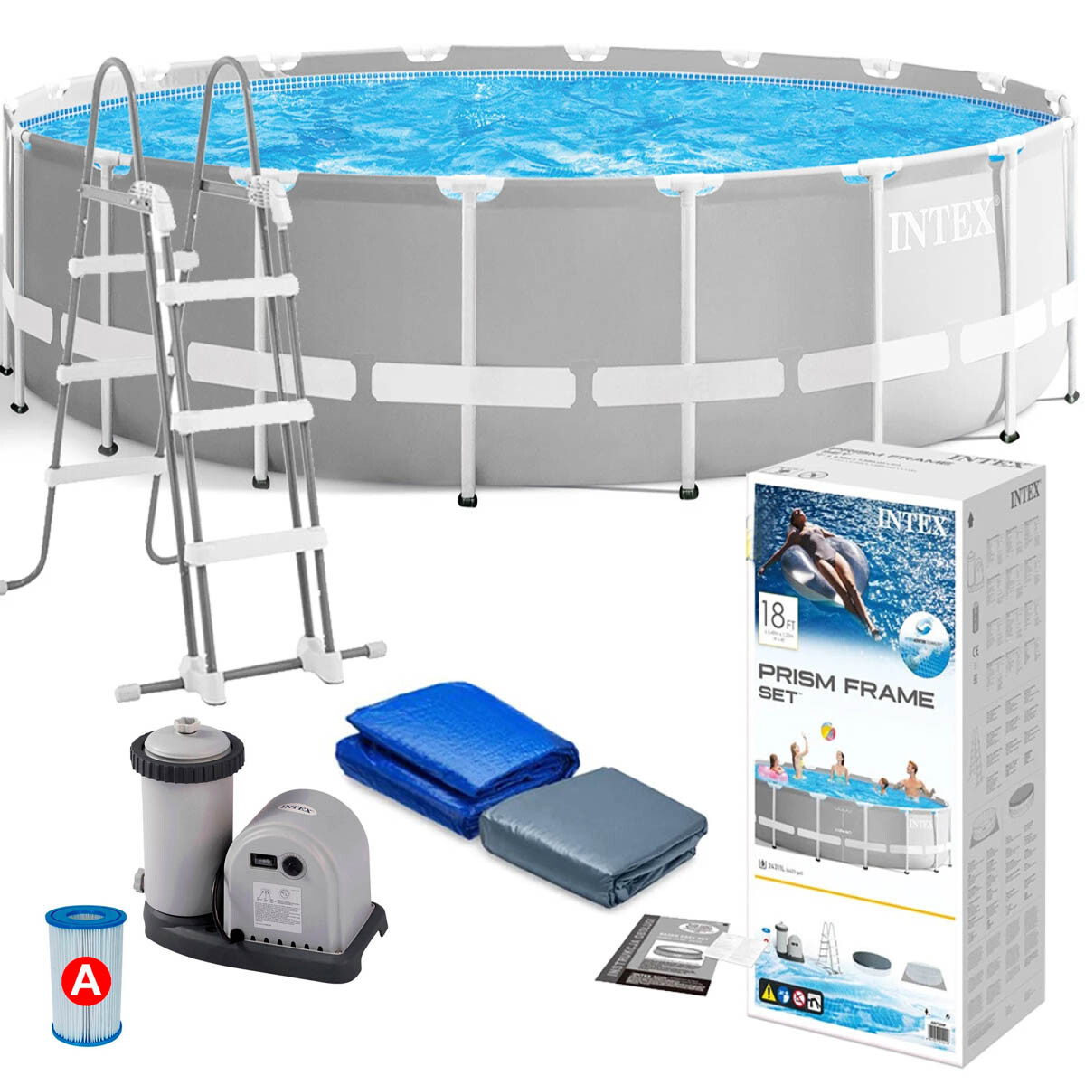 Piscina Intex Estructural 24311 L 549x122 + Bomba - Gris Claro 