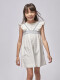 Vestido Con Bordados A Contraste Blanco Roto