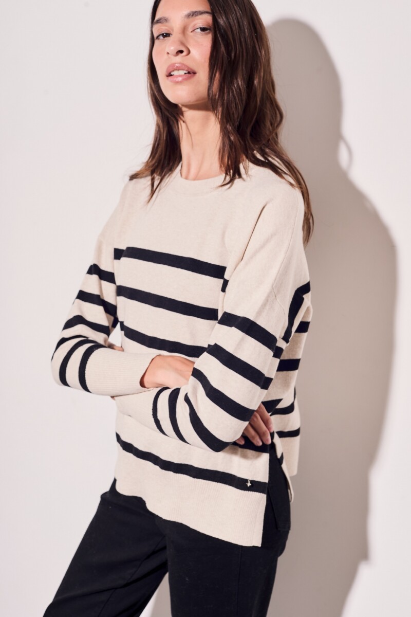 Sweater Rayado Beige Melange