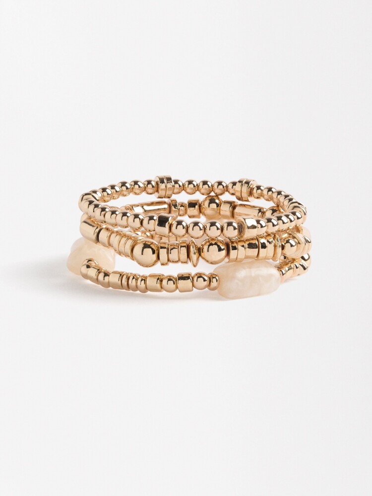 Set De Pulseras Elásticas Con Resina beige