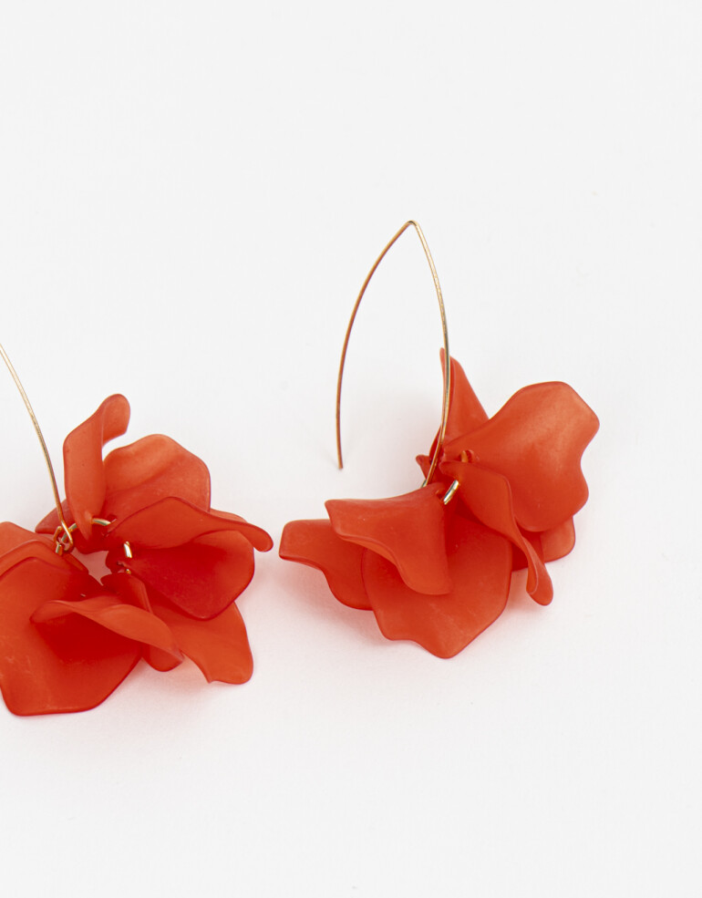 Aros Colgantes Largos Acrilico Aros Colgantes Flor Resina - Rojo Medio