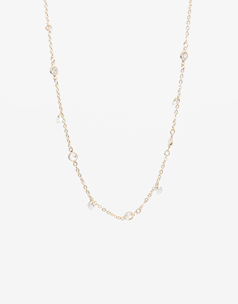 Collares Cortos Strass Collar Corto De Corazones Con Cubic Zirconia - Dorado