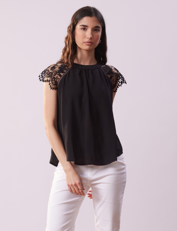 Blusa Broderie NEGRO