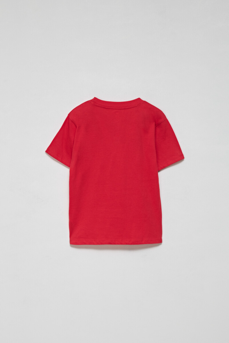 Remera manga corta con bolsillo Rojo