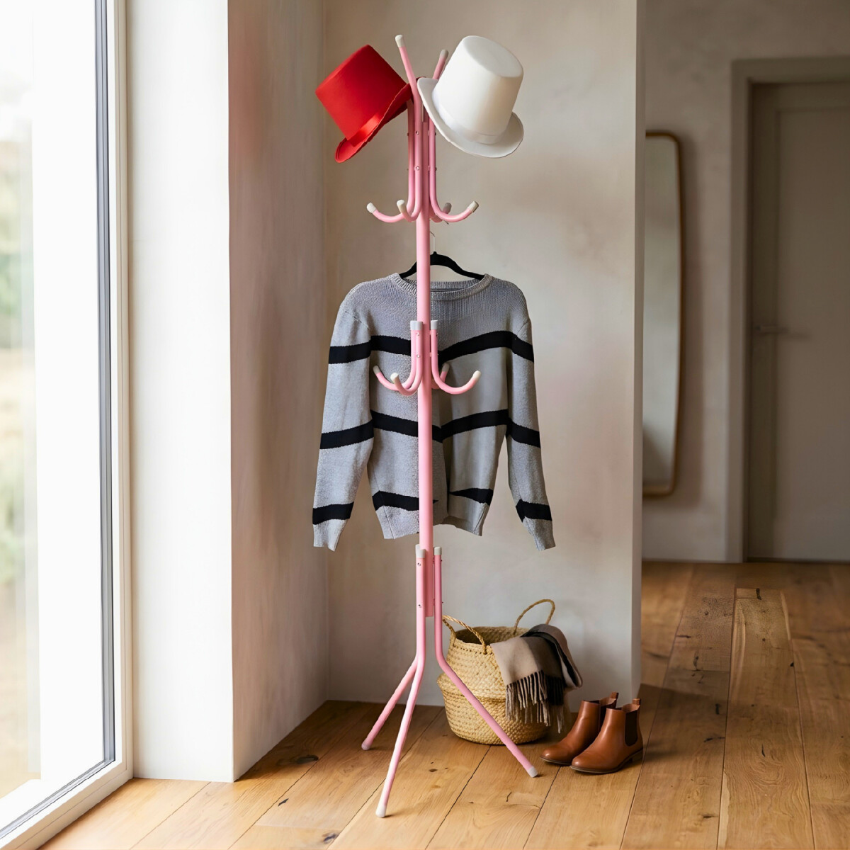 Perchero Metálico Reforzado Organizador De Ropa Ganchos - Variante Color Rosa 