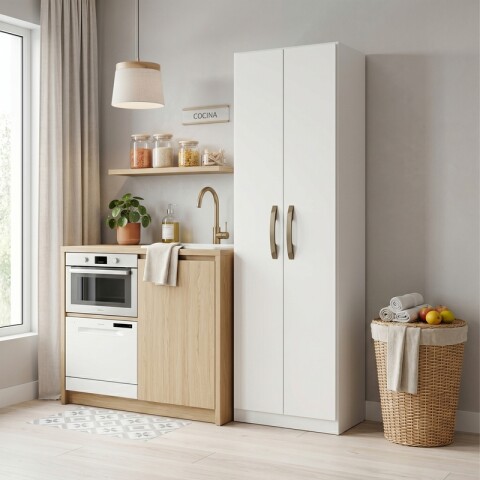 Mueble Multiusos Organizador de 5 Estantes con 2 Puertas - 170x 45,5 x 28,5 cm - Blanco Mueble Multiusos Organizador de 5 Estantes con 2 Puertas - 170x 45,5 x 28,5 cm - Blanco