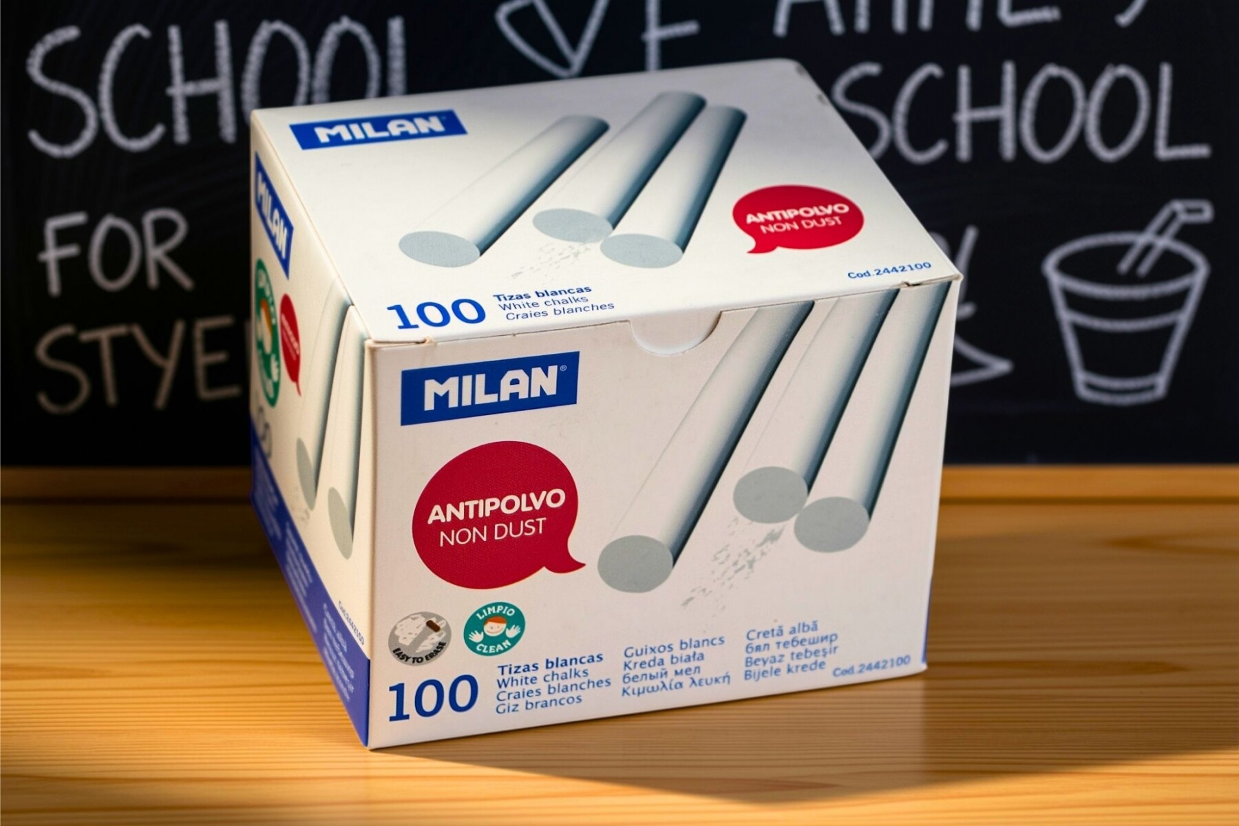 TIZAS BLANCAS MILAN ANTIPOLVO CAJA DE 100 UNIDADES 