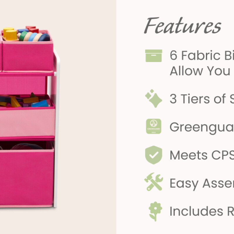 Organizador infantil rosado de 6 contenedores Delta Children Organizador infantil rosado de 6 contenedores Delta Children