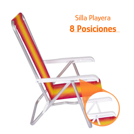 Silla Reclin 4Pos Aluminio 100Kg + Mesa Plastico Divisiones Rojo/amarillo