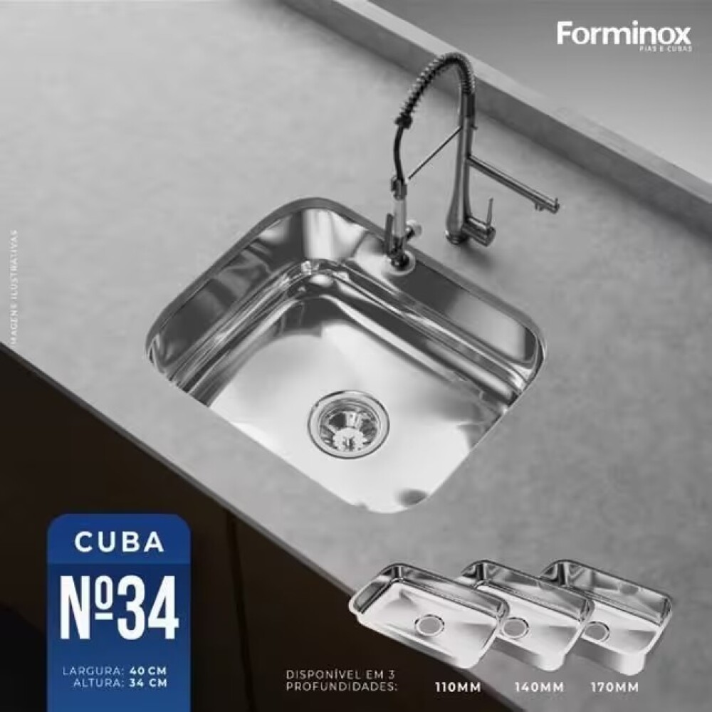 Pileta simple acero inox embutir 40x34x17 Forminox Pileta Simple Acero Inox Embutir 40x34x17 Forminox