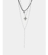 Collar Largo Con Cruz Plateado