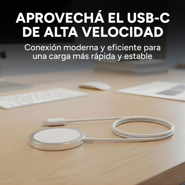 Cargador Qi Magnetico 15w Inalambrico Rapido Con Usb C Color Blanco
