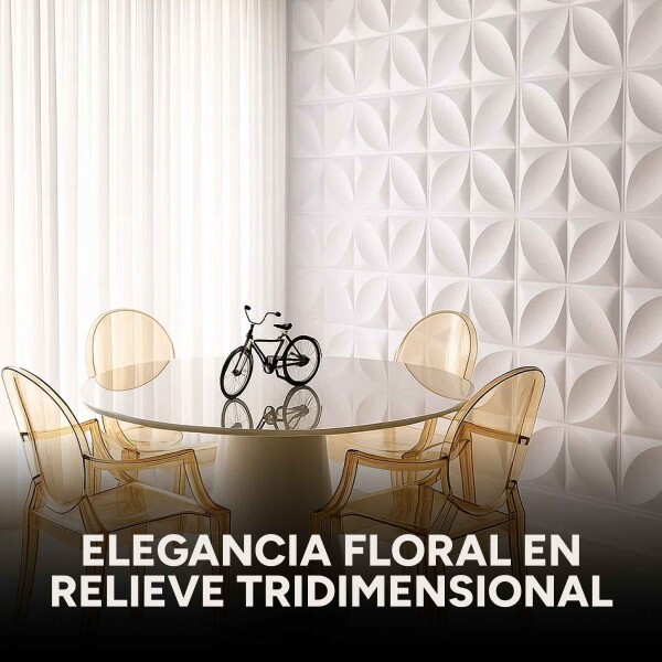 Revestimiento de Pared Panel 3D PVC 50x50cm Ondas Línea X24 Flor Blanco